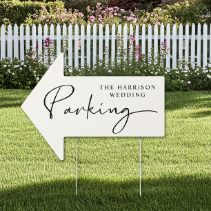 Chic Script Cream Wedding Parking Sign