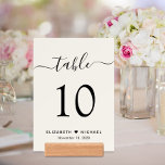 Chic Script Cream Wedding Reception Table Number Holder
