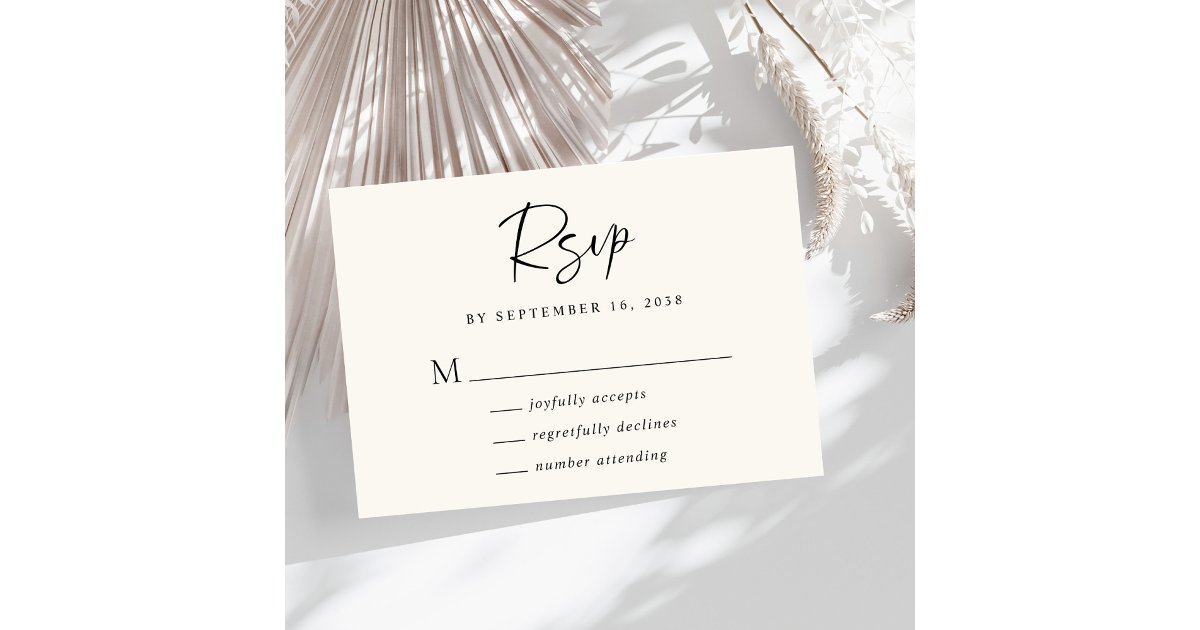 Chic Script Cream Wedding RSVP Card | Zazzle