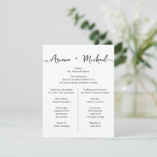 Chic script Custom Entourage list Simple wedding Invitation