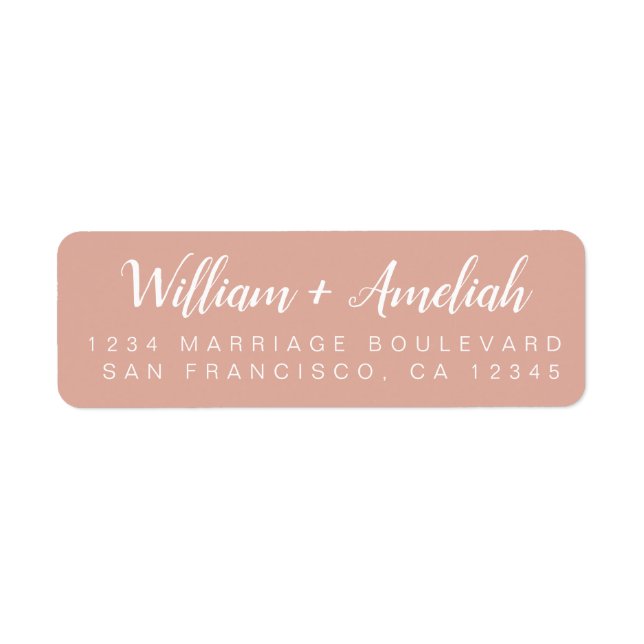 Chic Script Dusty Pink Wedding Return Address Label (Front)