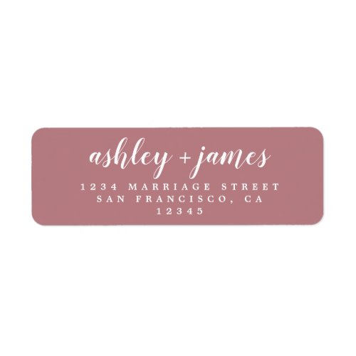 Chic Script Dusty Rose Wedding Return Address Label