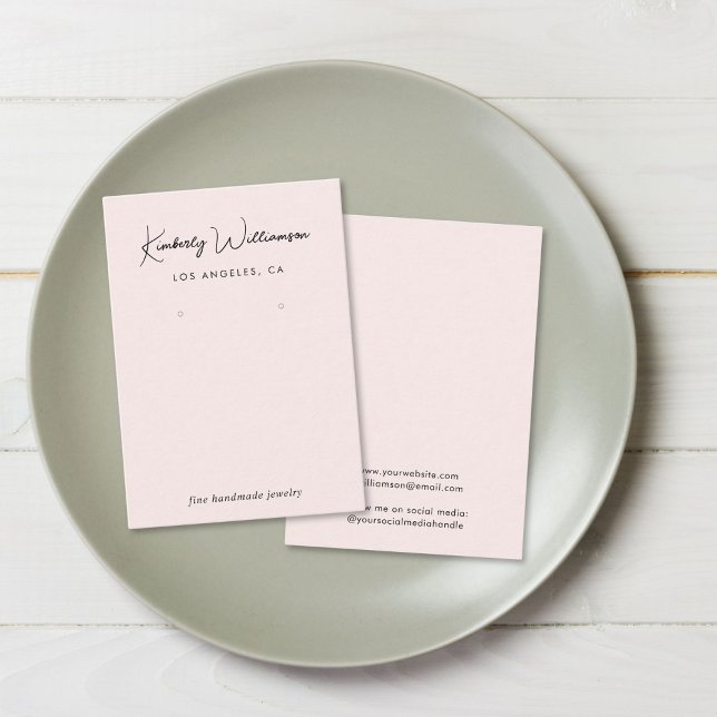 Chic Script Earring Pink Jewelry Display Card (Empower your name in our signature script as your logo and brand identity)