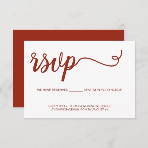 Chic Script email RSVP Reserved Seat Wedding