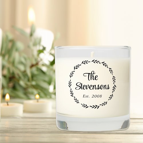 Chic Script Family Monogram Scented Candle
