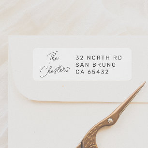 Chic Script Family Name & Modern Left Address Label