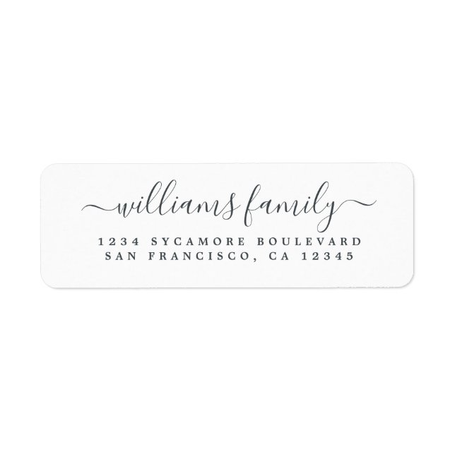 Chic Script Family Name Return Address Label (Front)
