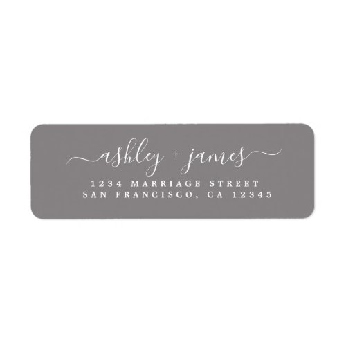 Chic Script Flannel Gray Wedding Return Address Label