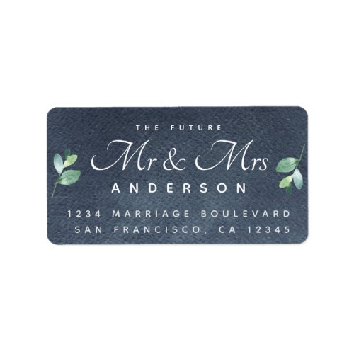 Chic Script Foliage Future Mr Mrs Wedding Address Label