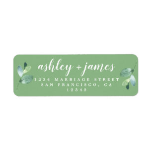 Chic Script Foliage Green Return Address Label