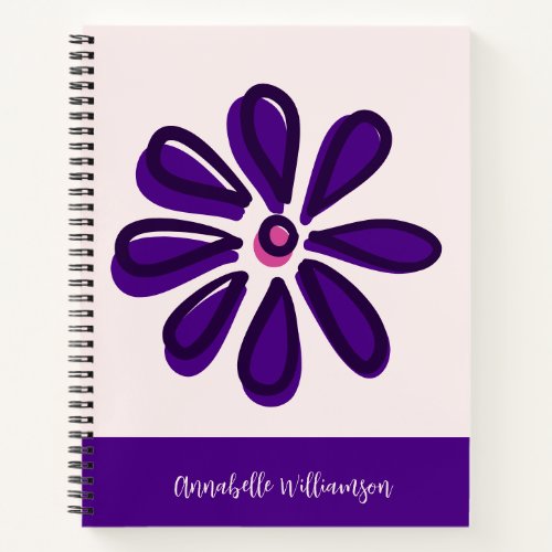 Chic Script Font Your Name Indigo Flower Doodle Notebook