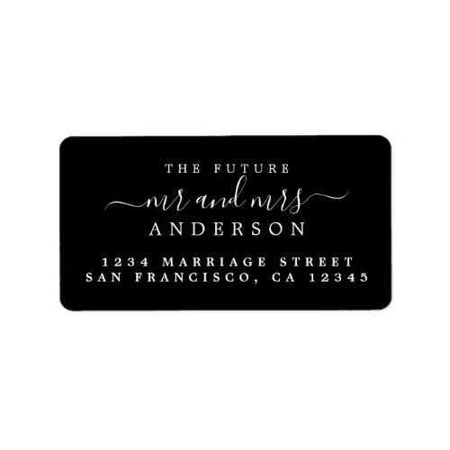 Chic Script Future Mr Mrs Black Return Address Label