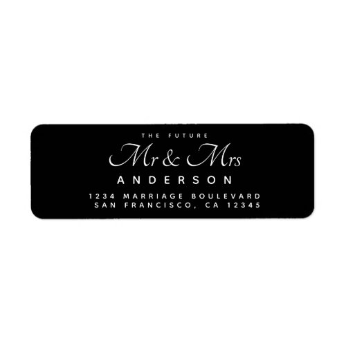 Chic Script Future Mr Mrs Black Return Address Label