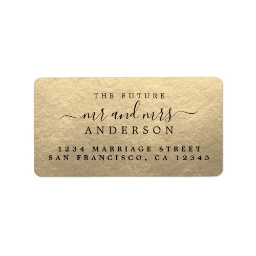 Chic Script Future Mr Mrs Gold Return Address Label