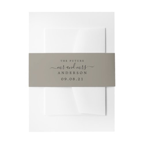 Chic Script Future Mr Mrs Gray Wedding Invitation Belly Band