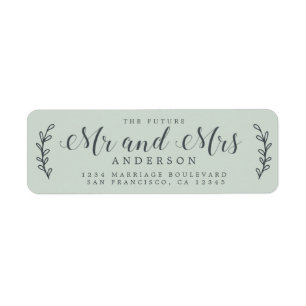 Chic Script Future Mr Mrs Green Return Address Label