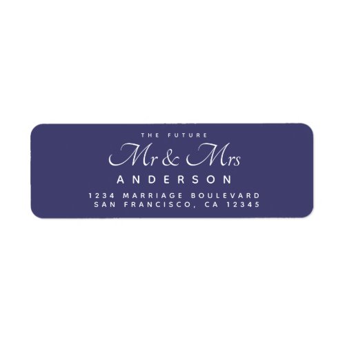 Chic Script Future Mr Mrs Navy Blue Return Address Label