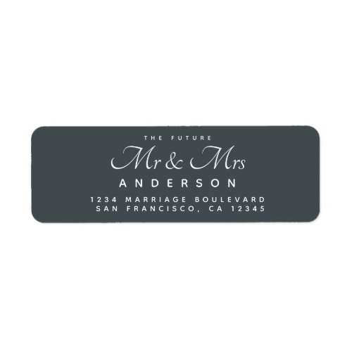 Chic Script Future Mr Mrs Off_Black Return Address Label