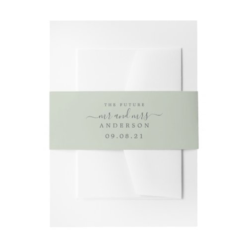 Chic Script Future Mr Mrs Pastel Green Wedding Invitation Belly Band