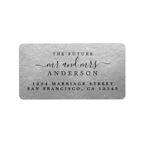 Chic Script Future Mr Mrs Silver Return Address Label