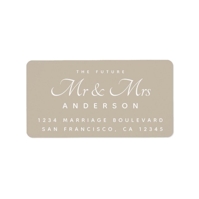 Chic Script Future Mr Mrs Wedding Address  Label (Front)