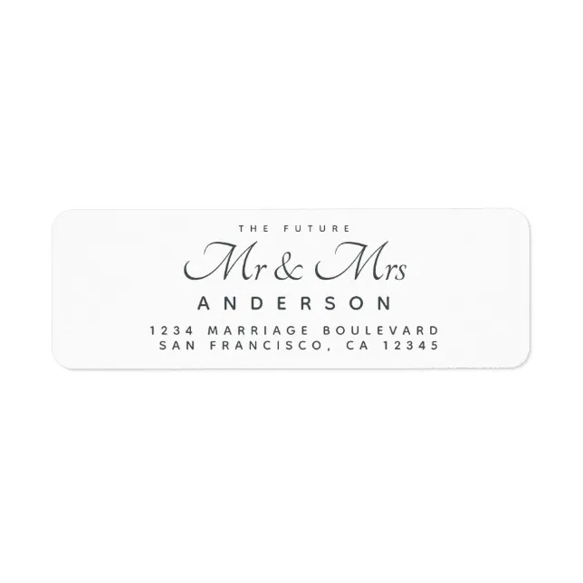 Chic Script Future Mr Mrs Wedding Address Label | Zazzle