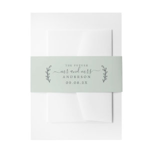 Chic Script Future Mr Mrs Wedding Date Green Invitation Belly Band