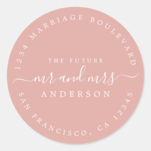 Chic Script Future Mr Mrs Wedding Return Address Classic Round Sticker