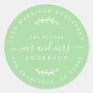Chic Script Future Mr Mrs Wedding Return Address Classic Round Sticker