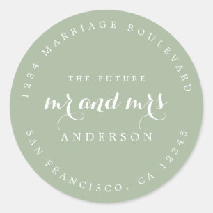 Chic Script Future Mr Mrs Wedding Return Address Classic Round Sticker