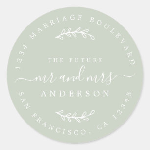 Chic Script Future Mr Mrs Wedding Return Address Classic Round Sticker