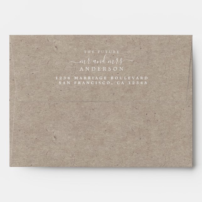 Chic Script Future Mr Mrs Wedding Return Address Envelope (Back (Top Flap))