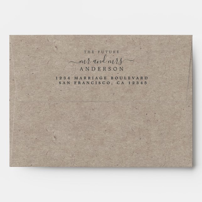 Chic Script Future Mr Mrs Wedding Return Address Envelope (Back (Top Flap))