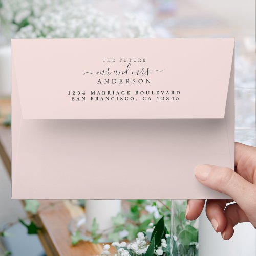 Chic Script Future Mr Mrs Wedding Return Address Envelope