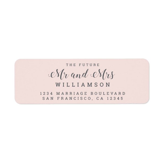 Chic Script Future Mr Mrs Wedding Return Address Label (Front)