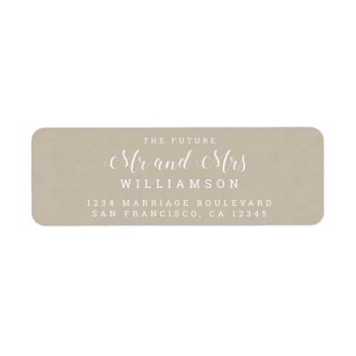 Chic Script Future Mr Mrs Wedding Return Address Label