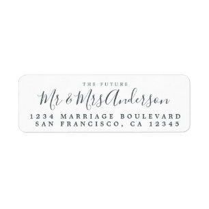 Chic Script Future Mr Mrs Wedding Return Address Label