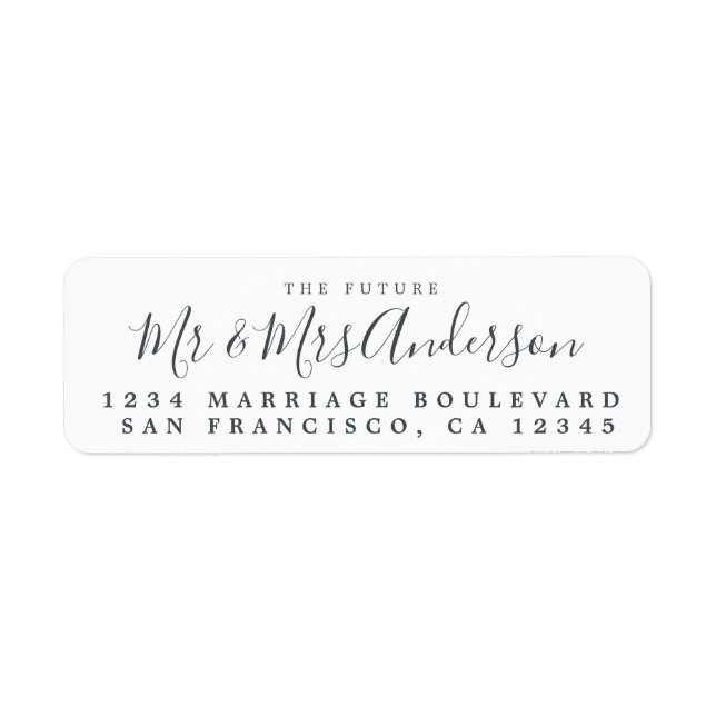 Chic Script Future Mr Mrs Wedding Return Address Label (Front)