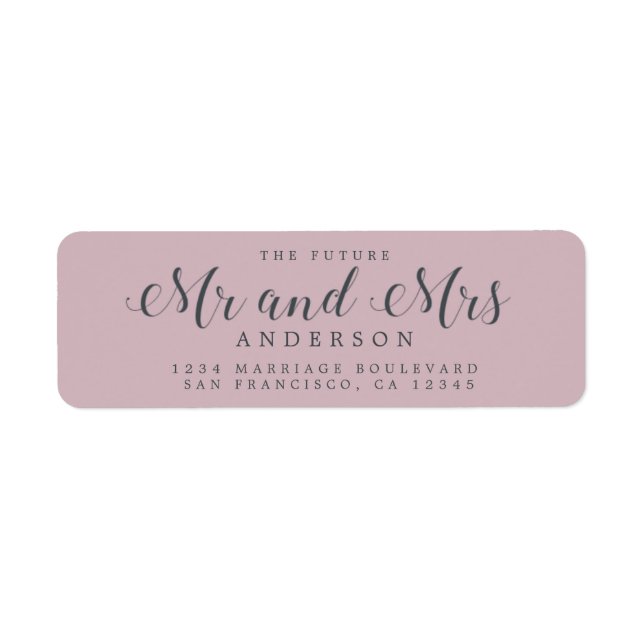 Chic Script Future Mr Mrs Wedding Return Address Label (Front)