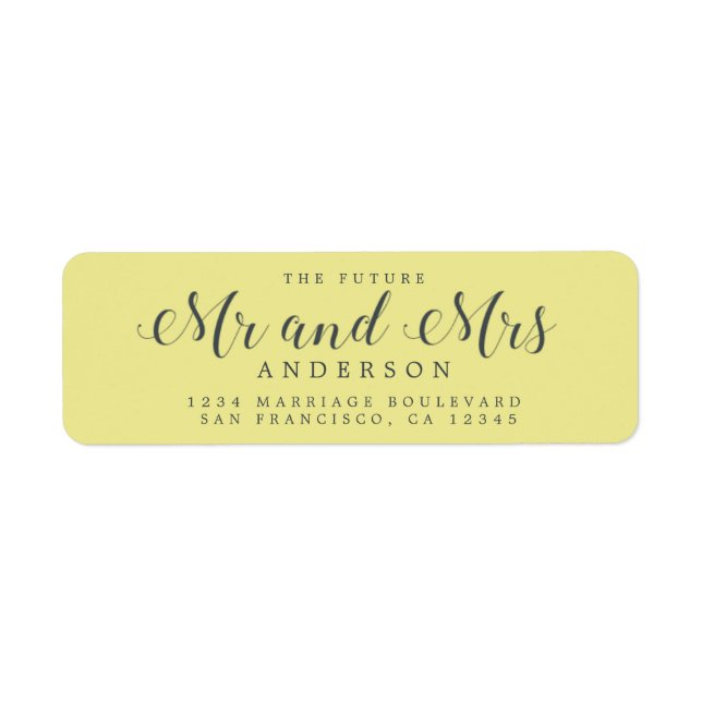 Chic Script Future Mr Mrs Wedding Return Address Label (Front)