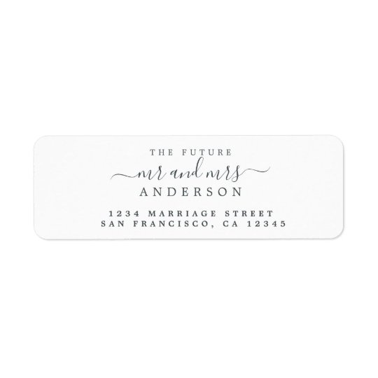 Chic Script Future Mr Mrs Wedding Return Address Label Zazzle Com