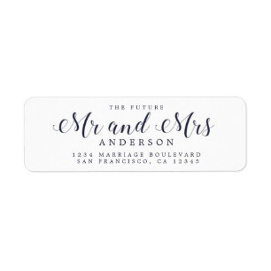 Chic Script Future Mr Mrs Wedding Return Address Label