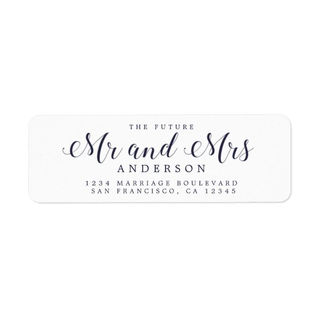 Chic Script Future Mr Mrs Wedding Return Address Label (Front)