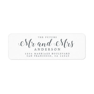 Chic Script Future Mr Mrs Wedding Return Address Label