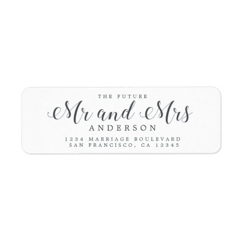 Chic Script Future Mr Mrs Wedding Return Address Label