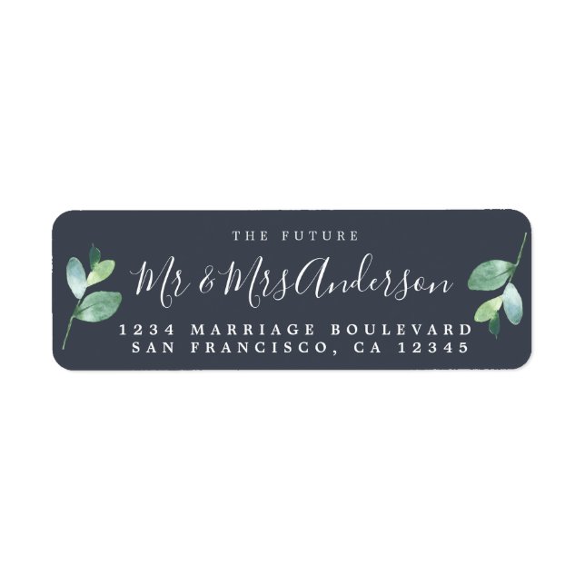 Chic Script Future Mr Mrs Wedding Return Address Label (Front)