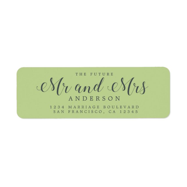 Chic Script Future Mr Mrs Wedding Return Address Label (Front)