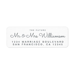 Chic Script Future Mr Mrs Wedding Return Address Label