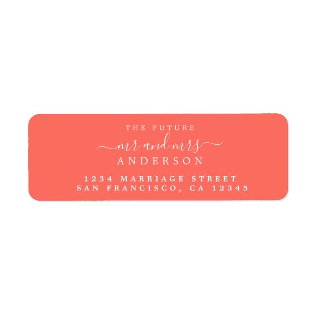 Chic Script Future Mr Mrs Wedding Return Address Label (Front)