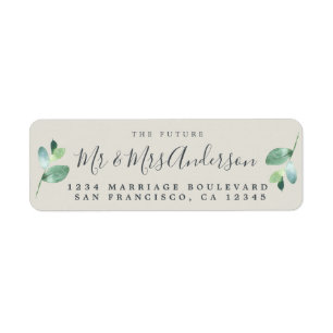 Chic Script Future Mr Mrs Wedding Return Address Label